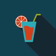 cocktail flat icon with long shadow N6
