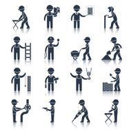 Construction worker icons black N2