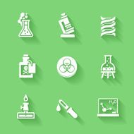 Set of white chemistry icons N2