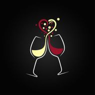 red and white wine love concept design background