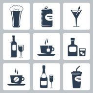 Vector isolated beverages icons set N2