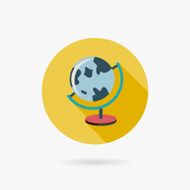 Earth Globe Flat style Icon with long shadows N2
