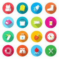 Camping Equipment Colorful Icons vector