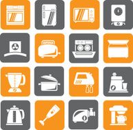 Silhouette kitchen appliances and equipment icons N2
