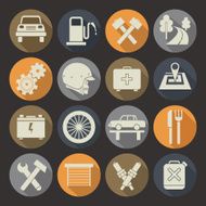 Auto service icons set Colors plate