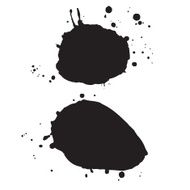 Splash blot banner set in black on white abstract watercolor N20
