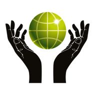 Hands and earth vector symbol ecology care illustration