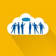 Flat Design Cloud Icon With Businessmen Talking Eavesdropping