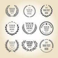 Isolated wreath emblem set