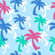 Palm trees tropical pattern - blue green and pink colors