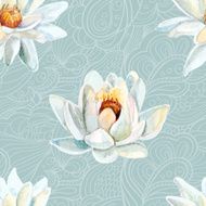 vector watercolor lotus seamless pattern N2