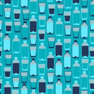 Seamless pattern with plastic bottles and glasses