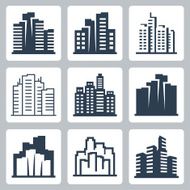 Cityscape vector icons set
