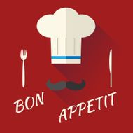 Chief Cook Symbol Toque Cuisine Hat with Mustache Food Icon