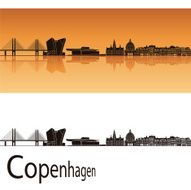 Copenhagen skyline in orange background