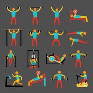 Workout training icons set