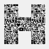 Hospital sign using medical icons