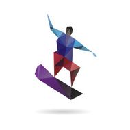 Snowboarder jumping abstract isolated on a white backgrounds vector illustration N2