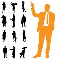 Vector silhouette of business people N137