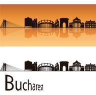 Bucharest skyline in orange background