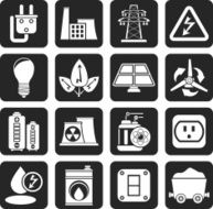 Silhouette power energy and electricity icons N2