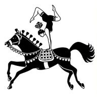 acrobat riding a circus horse