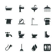 Bath and Bathroom Silhouette Icons N2