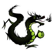 Silhouette of a Chinese dragon in black and green