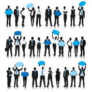 Business people with blue speech bubble