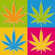 Pop Art set cannabis leaf silhouette collection Vector