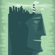 man with lighthouse silhouette
