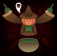 Pumpkin head orc cast a black magic