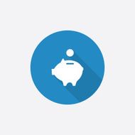 moneybox piggy Flat Blue Simple Icon with long shadow