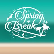 Spring break stamp on beach background