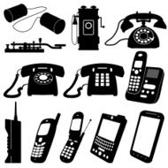 Old and New Telephones Vector Illustrations