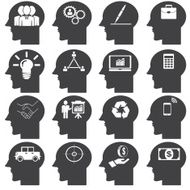 Thinking Heads Business Icons vector illustrations EPS10 N2