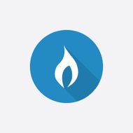 fire Flat Blue Simple Icon with long shadow N2