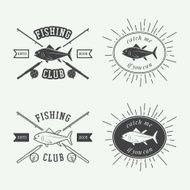 Set of vintage fishing labels logo badge and design elements