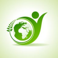 Eco people celebration icon with leaf and earth design vector N2