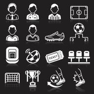 Soccer icons on black background N5