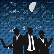 Business people group black silhouette with chart diagram N2