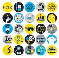 Set of icons with chemistry and science symbols