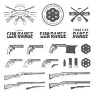 Set of retro weapons labels emblems and design elements
