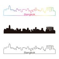 Bangkok skyline linear style with rainbow