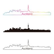 Auckland skyline linear style with rainbow