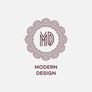 Vector geometric frame in mono line style Monogram design element N58