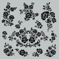 Rose motif Botanical set collection of floral elements branches