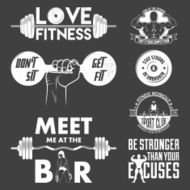 Fitness vector set Vintage elements and labels N4