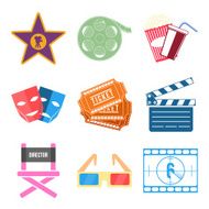 Set of Movie Icons Flat design Vector