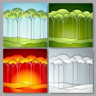 Set Abstract vector paper trees N2